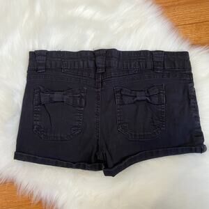 Rewind Size 11 Black Booty Short Shorts Bows Accents Pockets Stretch